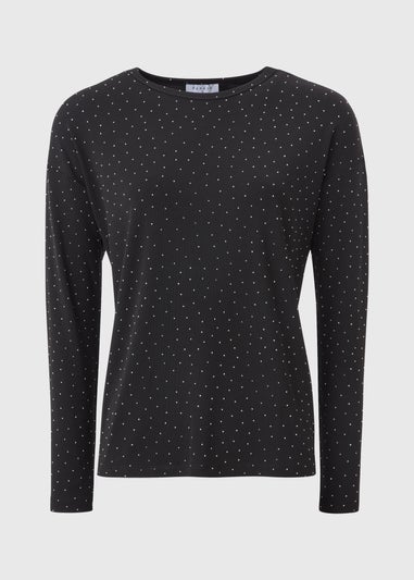 Black Longline Embellished Top