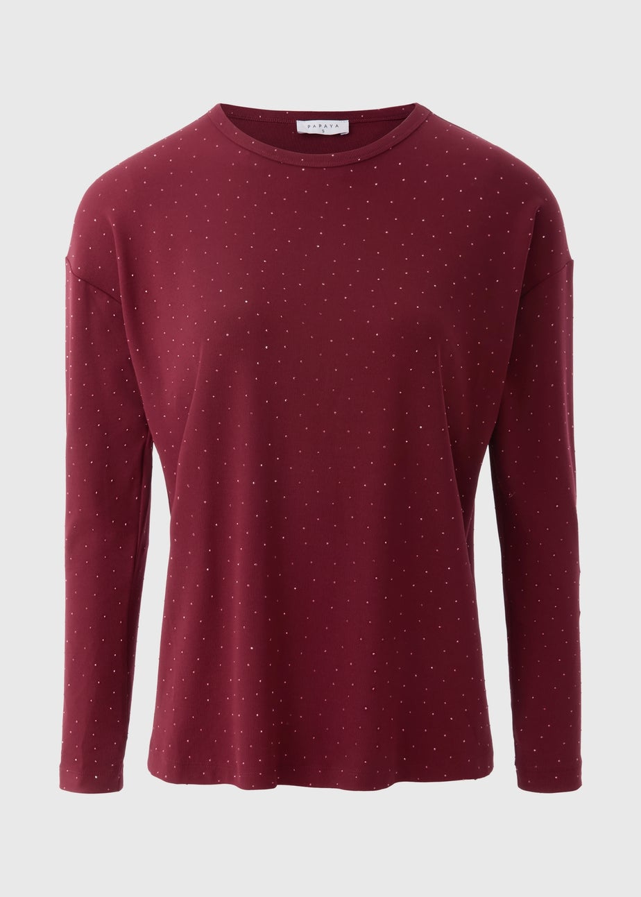 Burgundy Longline Embellished Top