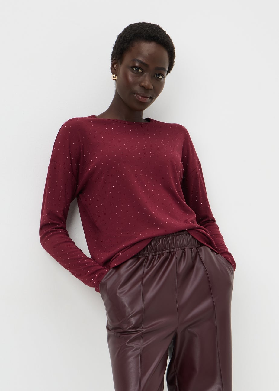 Burgundy Longline Embellished Top