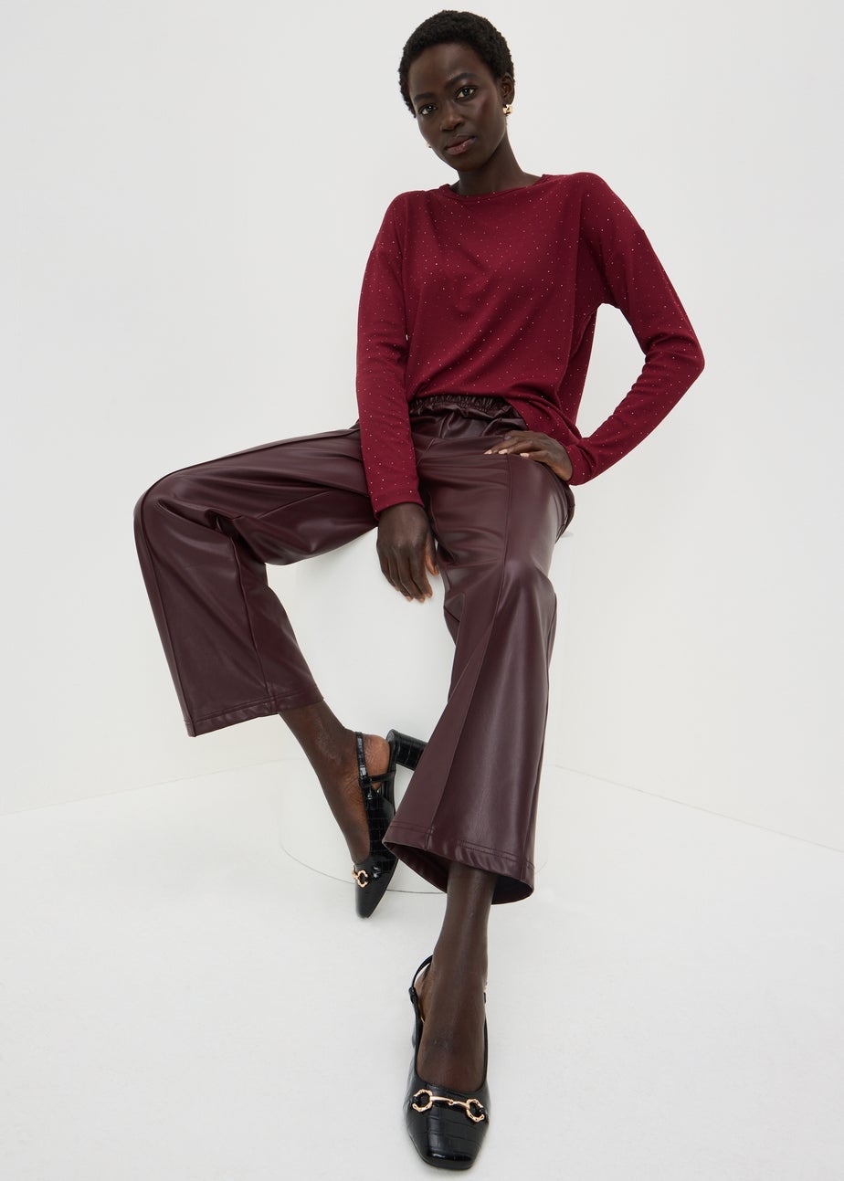 Burgundy Longline Embellished Top