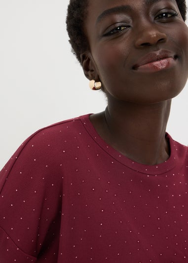 Burgundy Longline Embellished Top