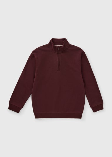 Boys Burgundy 1/2 Zip Funnel Neck Sweatshirt (7-15yrs)