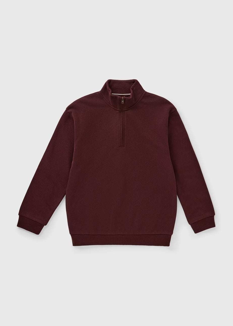 Boys Burgundy 1/2 Zip Funnel Neck Sweatshirt (7-15yrs)