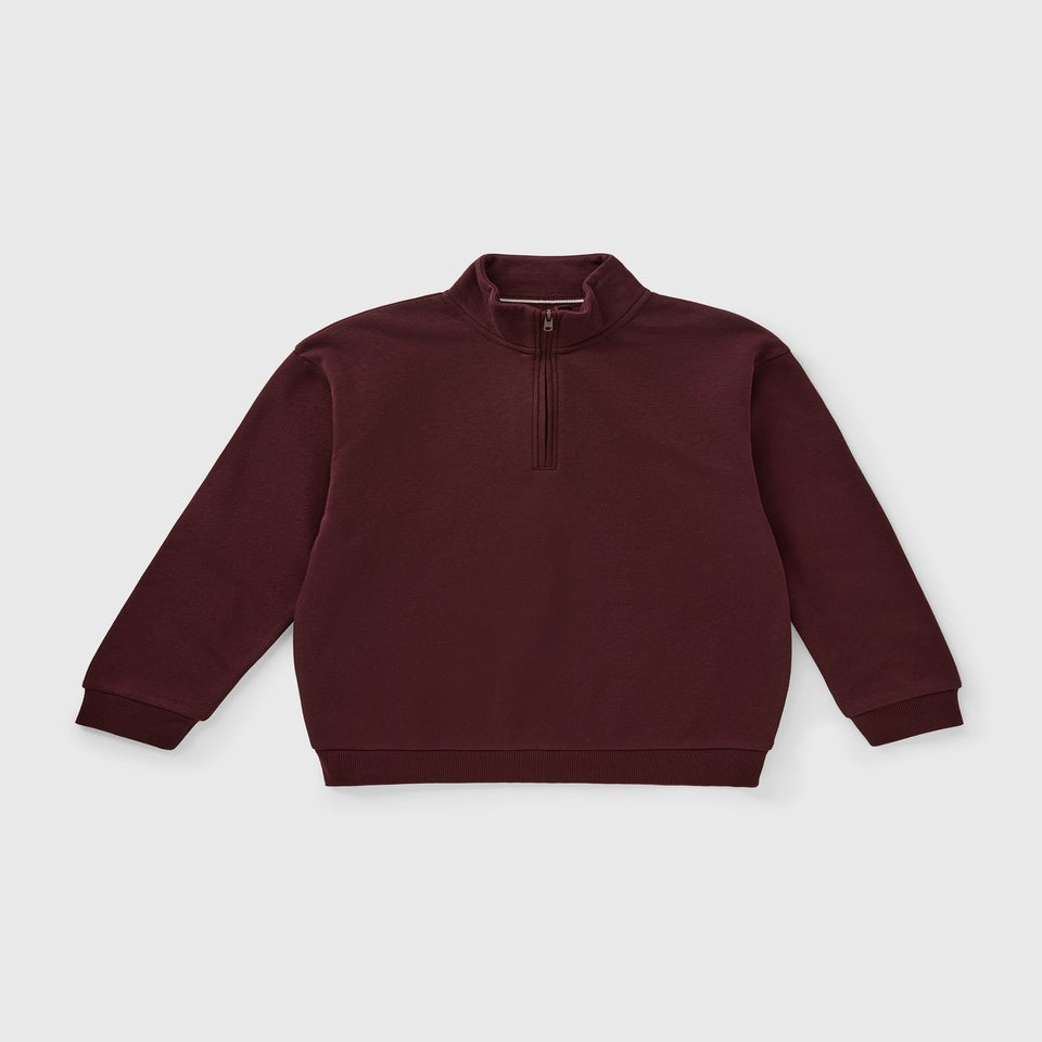 Boys Burgundy 1/2 Zip Funnel Neck Sweatshirt (7-15yrs)