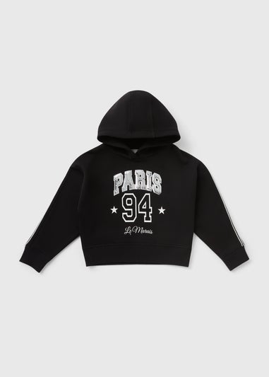 Girls Black Paris Sequin Hoodie (7-15yrs)