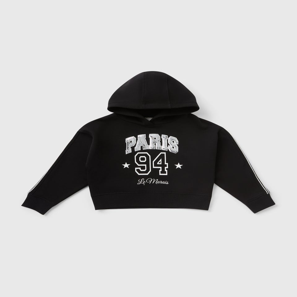 Girls Black Paris Sequin Hoodie (7-15yrs)