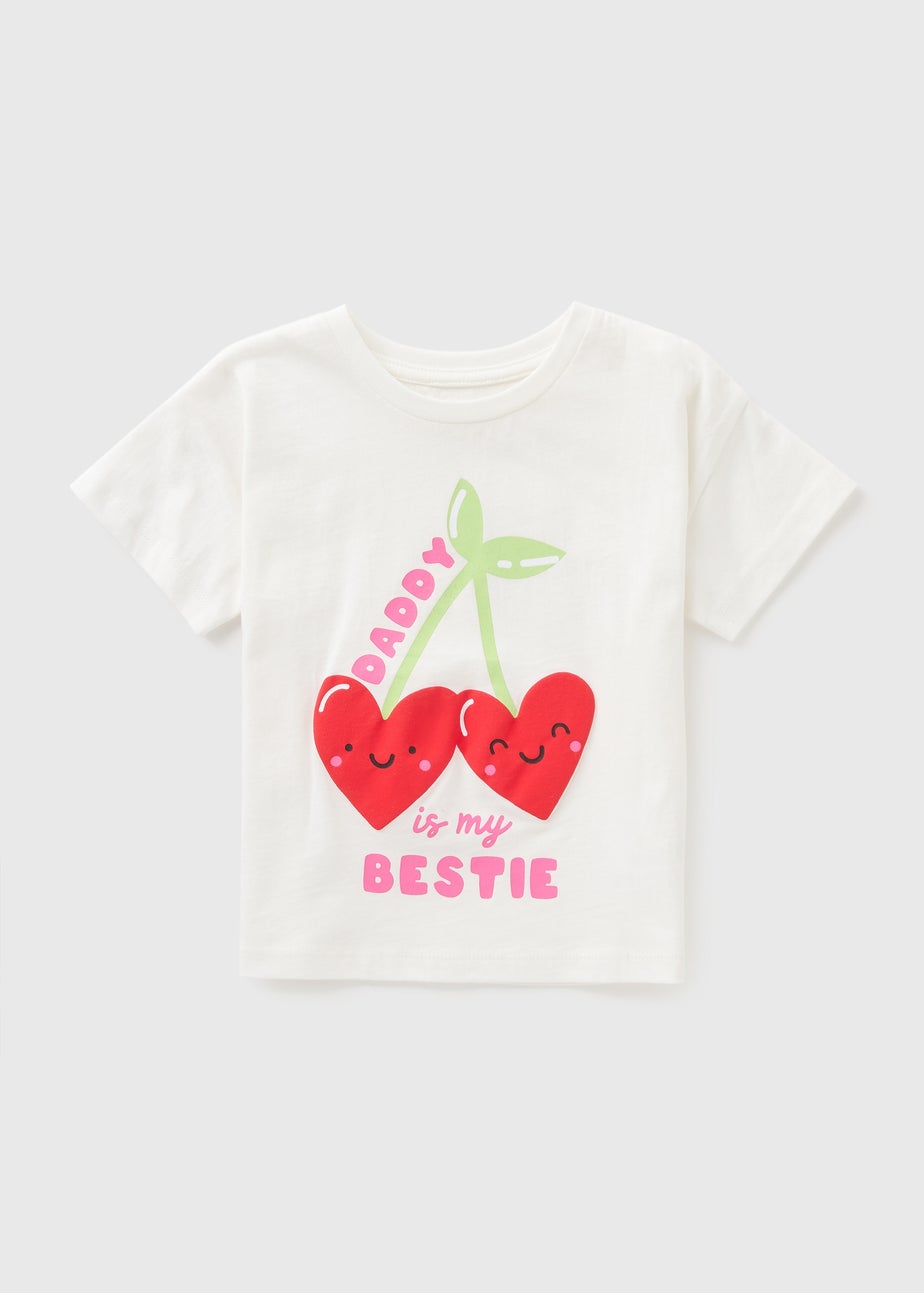 Girls Cream Cherry Heart Daddy T-Shirt (1-7yrs)