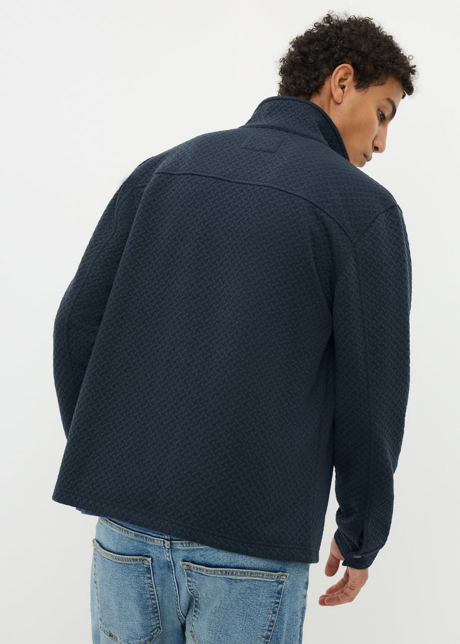 Navy Quilt Textured Shacket