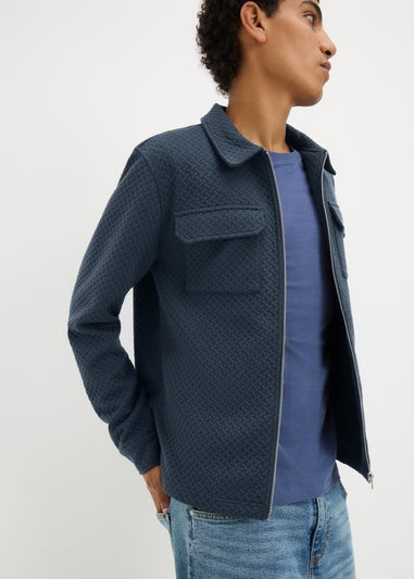 Navy Quilt Textured Shacket