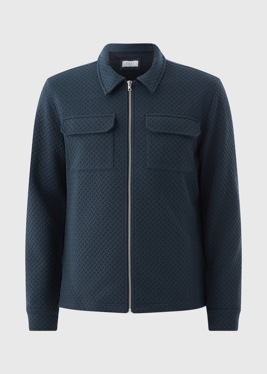 Navy Quilt Textured Shacket