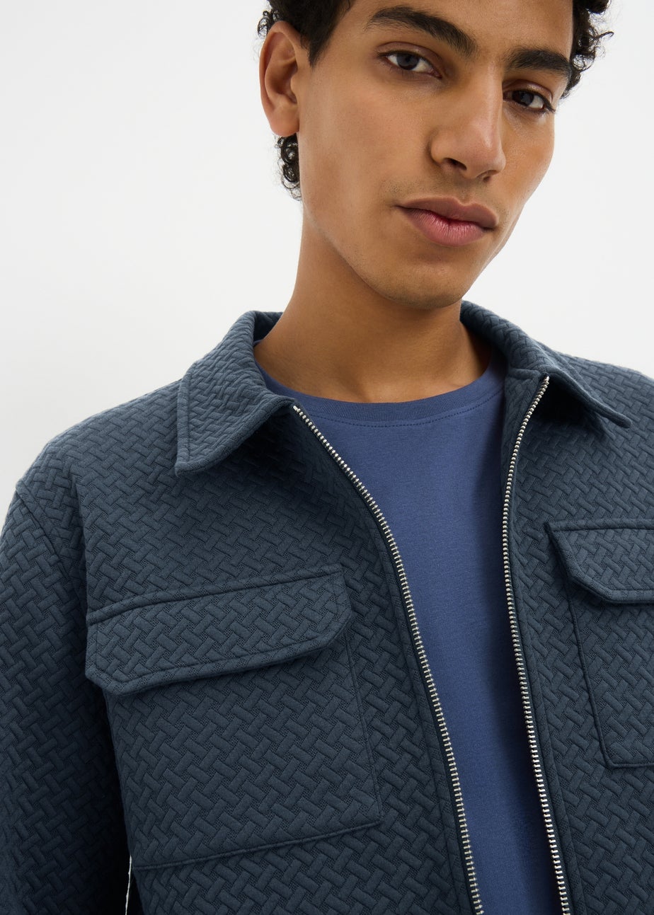 Navy Quilt Textured Shacket