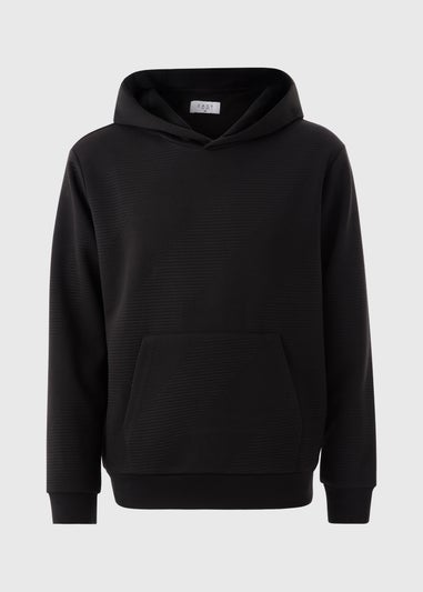 Black Quilt Textured Hoodie