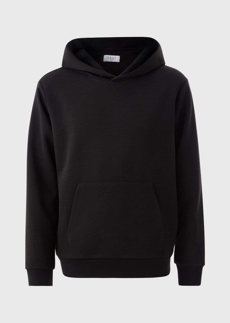 Black Quilt Textured Hoodie