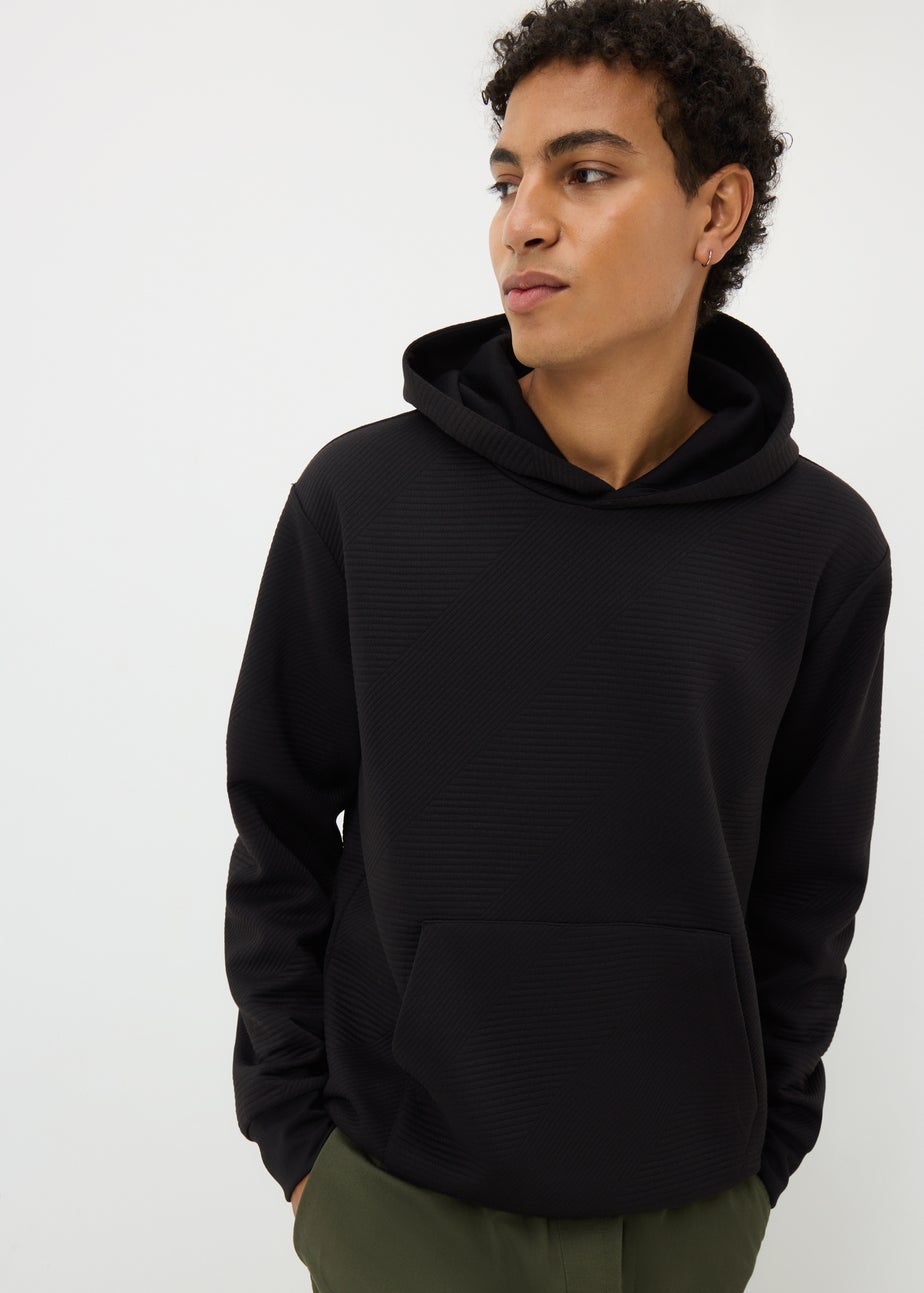 Black Quilt Textured Hoodie