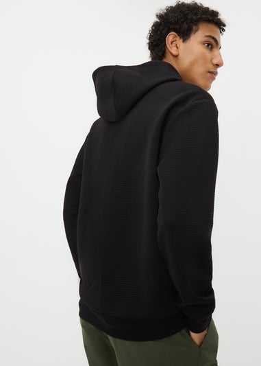 Black Quilt Textured Hoodie