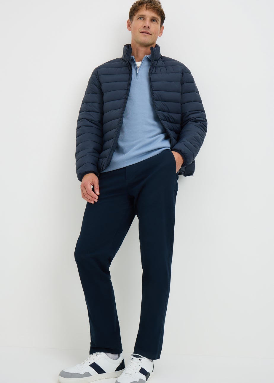 Blue Ribbed Polo Top