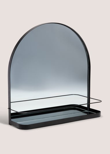 Black Metal Mirror With Shelf
