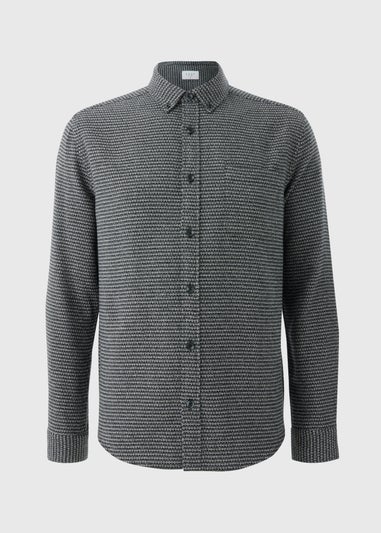 Grey Long Sleeve Waffle Print Shirt