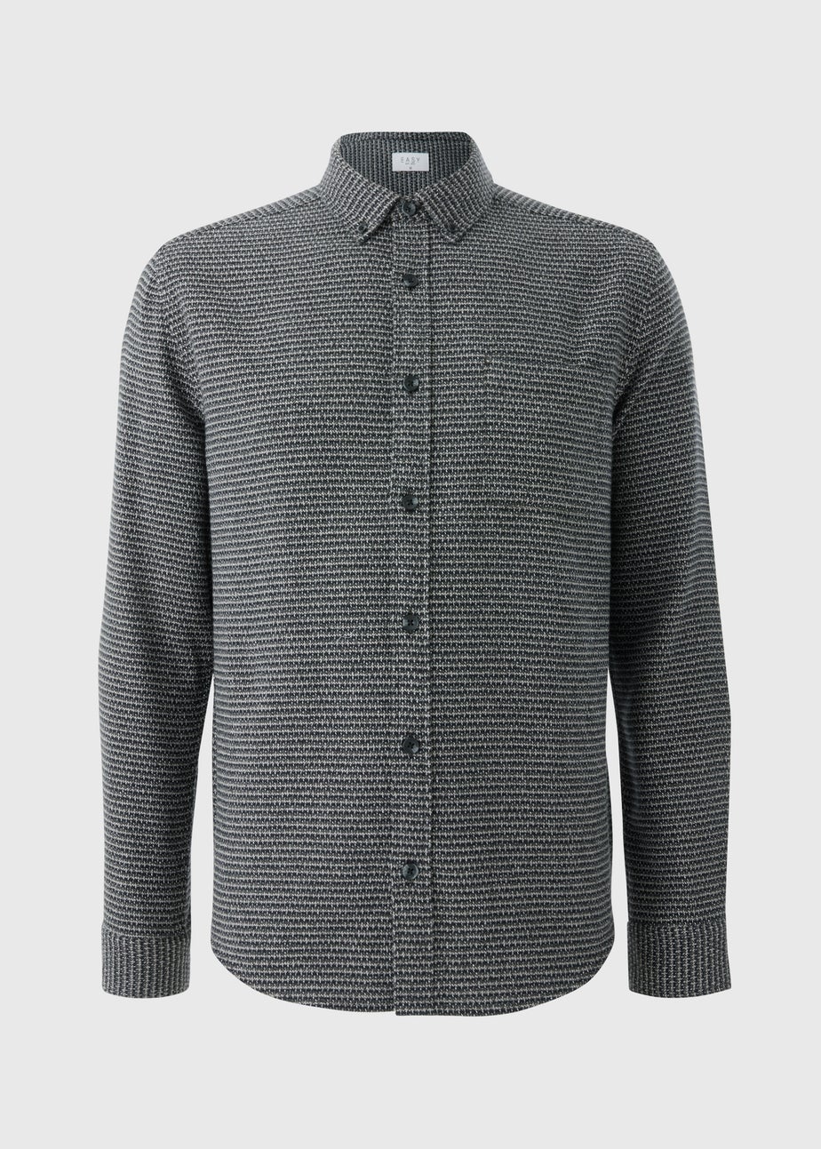Grey Long Sleeve Waffle Print Shirt