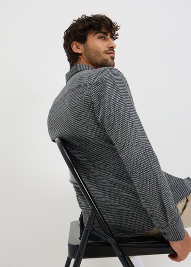 Grey Long Sleeve Waffle Print Shirt