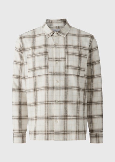 Ecru Check Brushed Overshirt