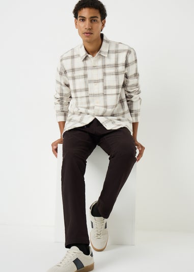 Ecru Check Brushed Overshirt
