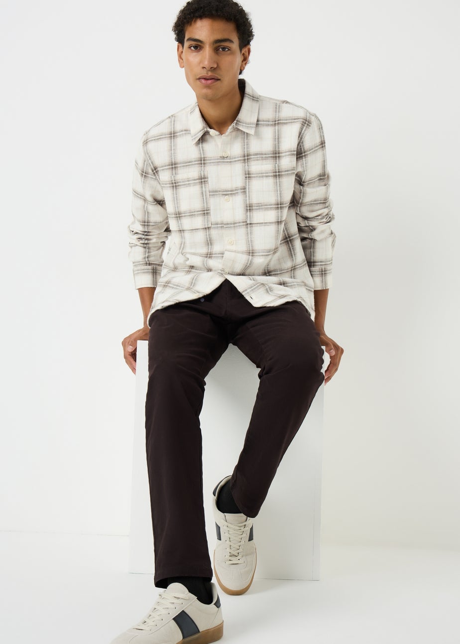 Ecru Check Brushed Overshirt