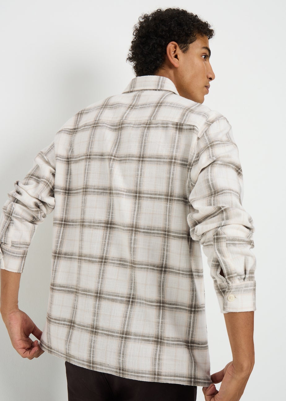 Ecru Check Brushed Overshirt