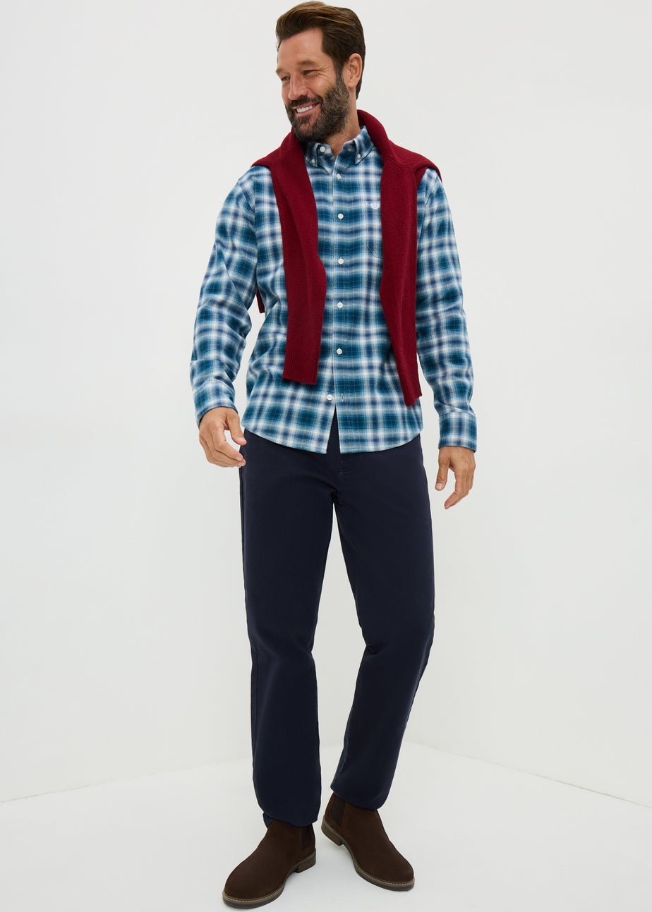 Lincoln Navy Brushed Check Shirt