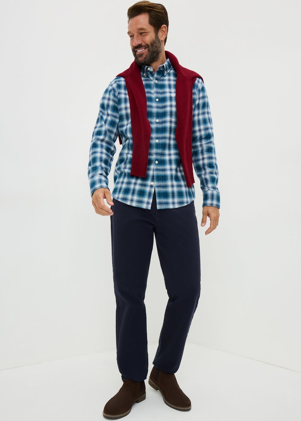 Lincoln Navy Brushed Check Shirt