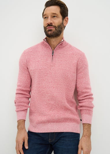 Lincoln Pink 1/4 Zip Knitted Jumper