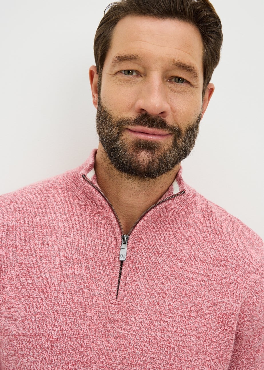 Lincoln Pink 1/4 Zip Knitted Jumper