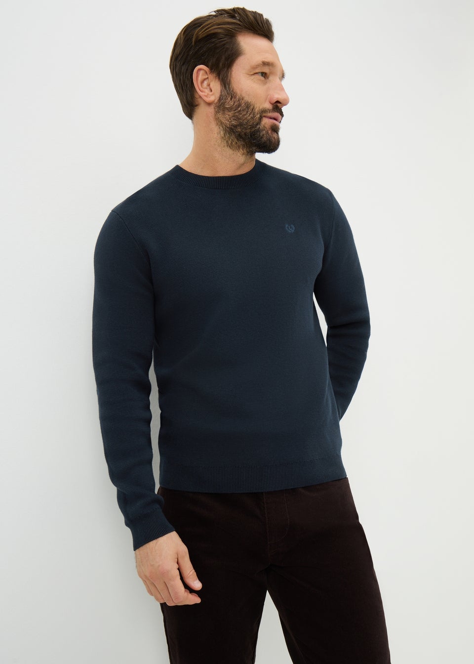 Lincoln Navy Knitted Crew Neck Jumper