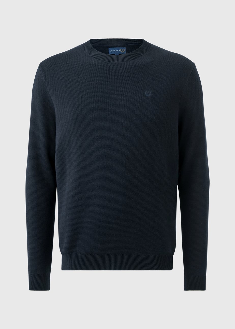 Lincoln Navy Knitted Crew Neck Jumper
