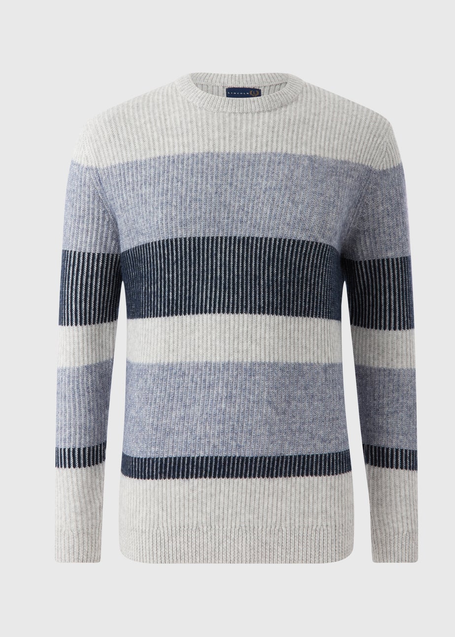 Lincoln Grey Plaited Stripe Jumper