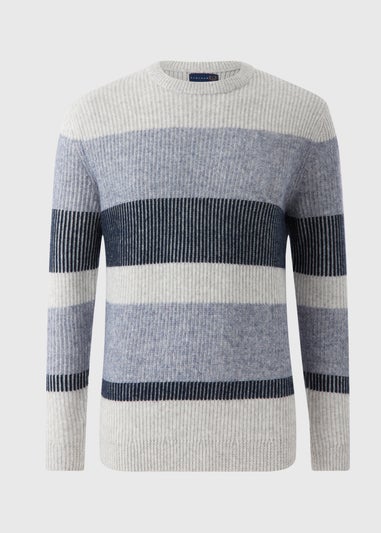 Lincoln Grey Plaited Stripe Jumper