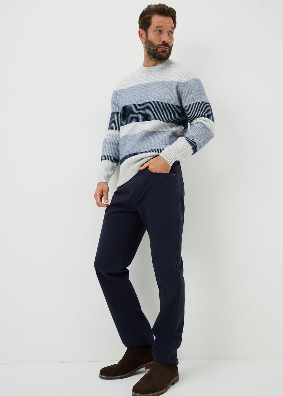 Lincoln Grey Plaited Stripe Jumper