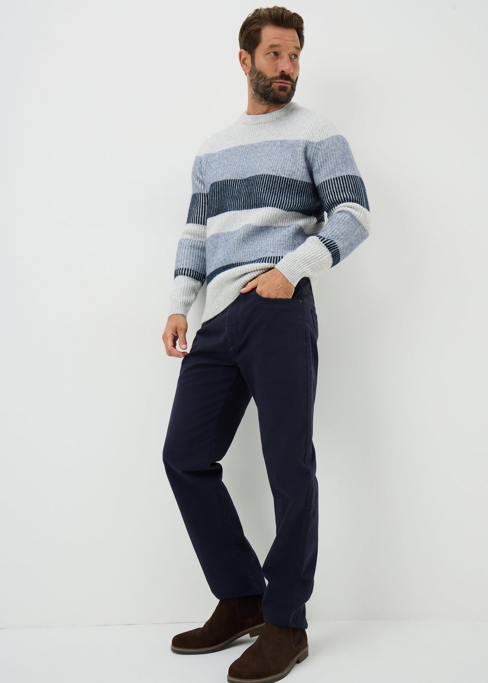 Lincoln Grey Plaited Stripe Jumper