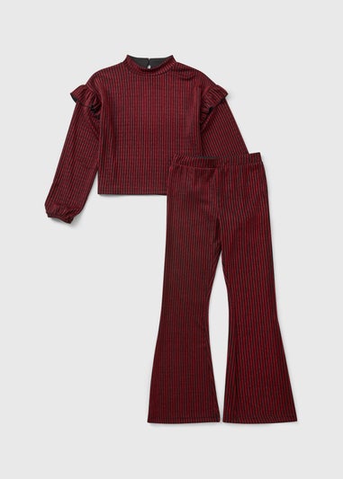 Girls Red Stripe Glitter Top & Trouser Set (7-15yrs)