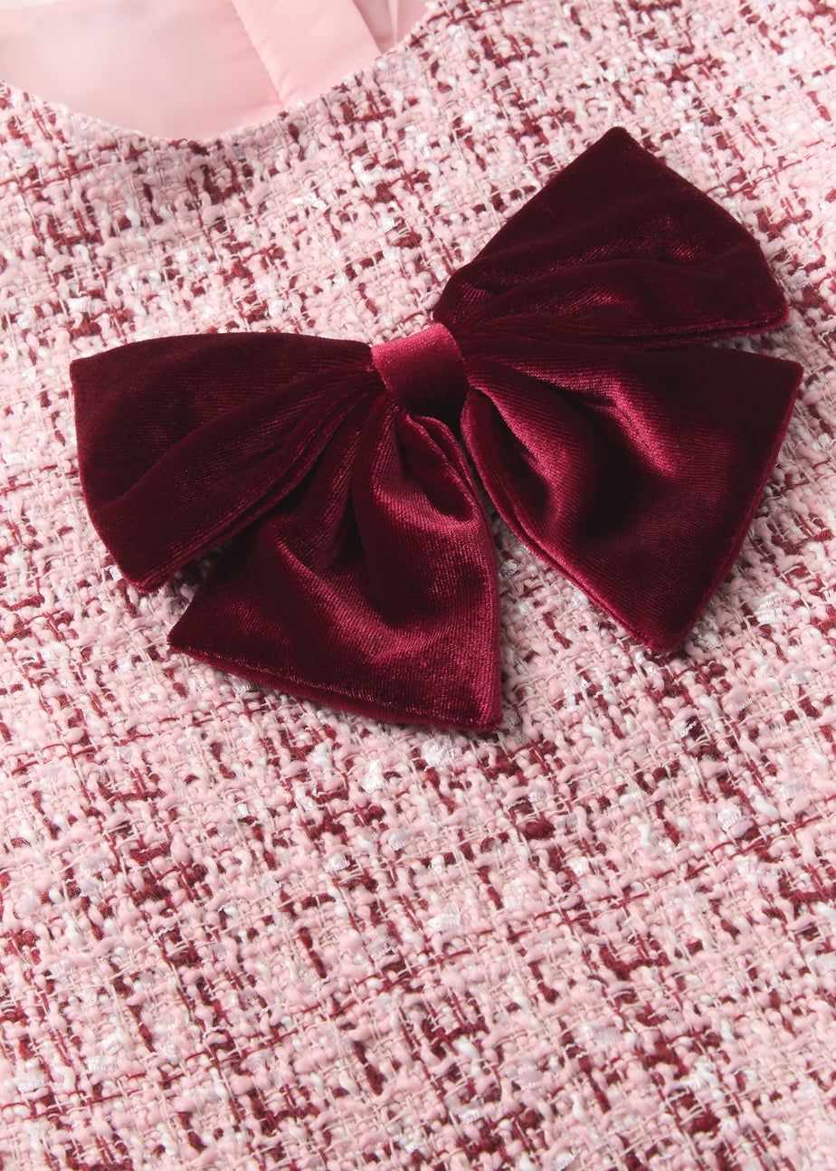 Girls Pink Boucle Bow Dress (7-15yrs)