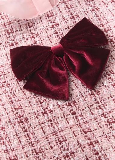 Girls Pink Boucle Bow Dress (7-15yrs)