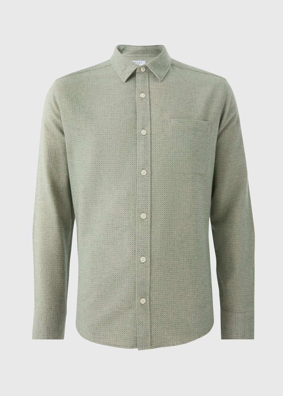 Green Brushed Birdseye Plain Shirt