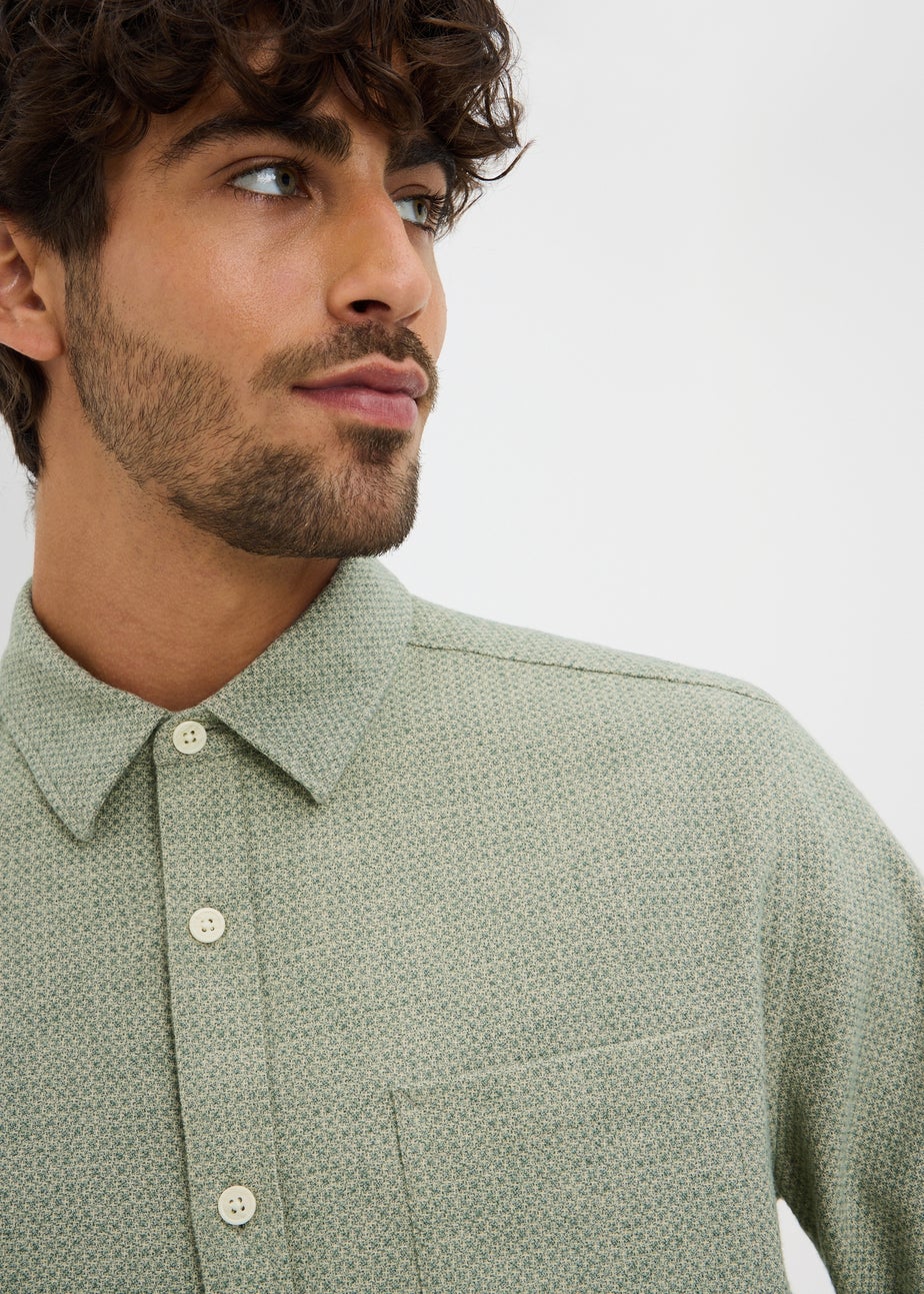 Green Brushed Birdseye Plain Shirt