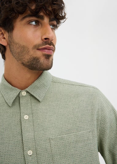 Green Brushed Birdseye Plain Shirt