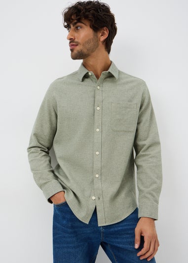 Green Brushed Birdseye Plain Shirt