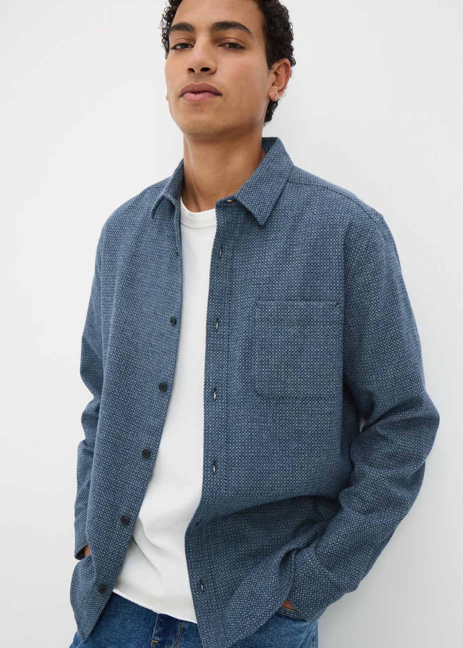 Navy Plain Brushed Birdseye Shirt