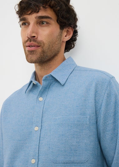 Blue Plain Brushed Birdseye Shirt