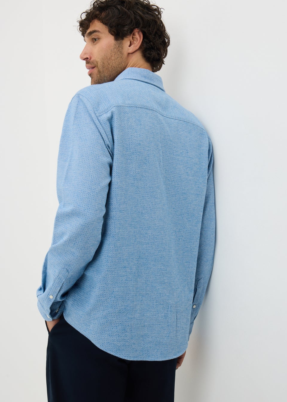 Blue Plain Brushed Birdseye Shirt