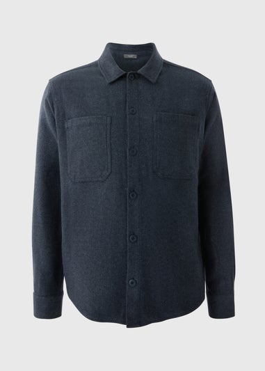 Navy Plain Brushed Overshirt