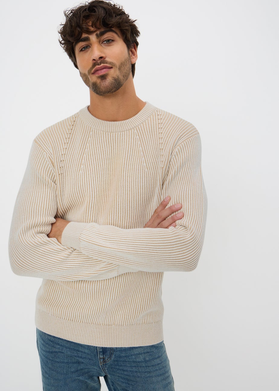 Beige Plated Crew Jumper